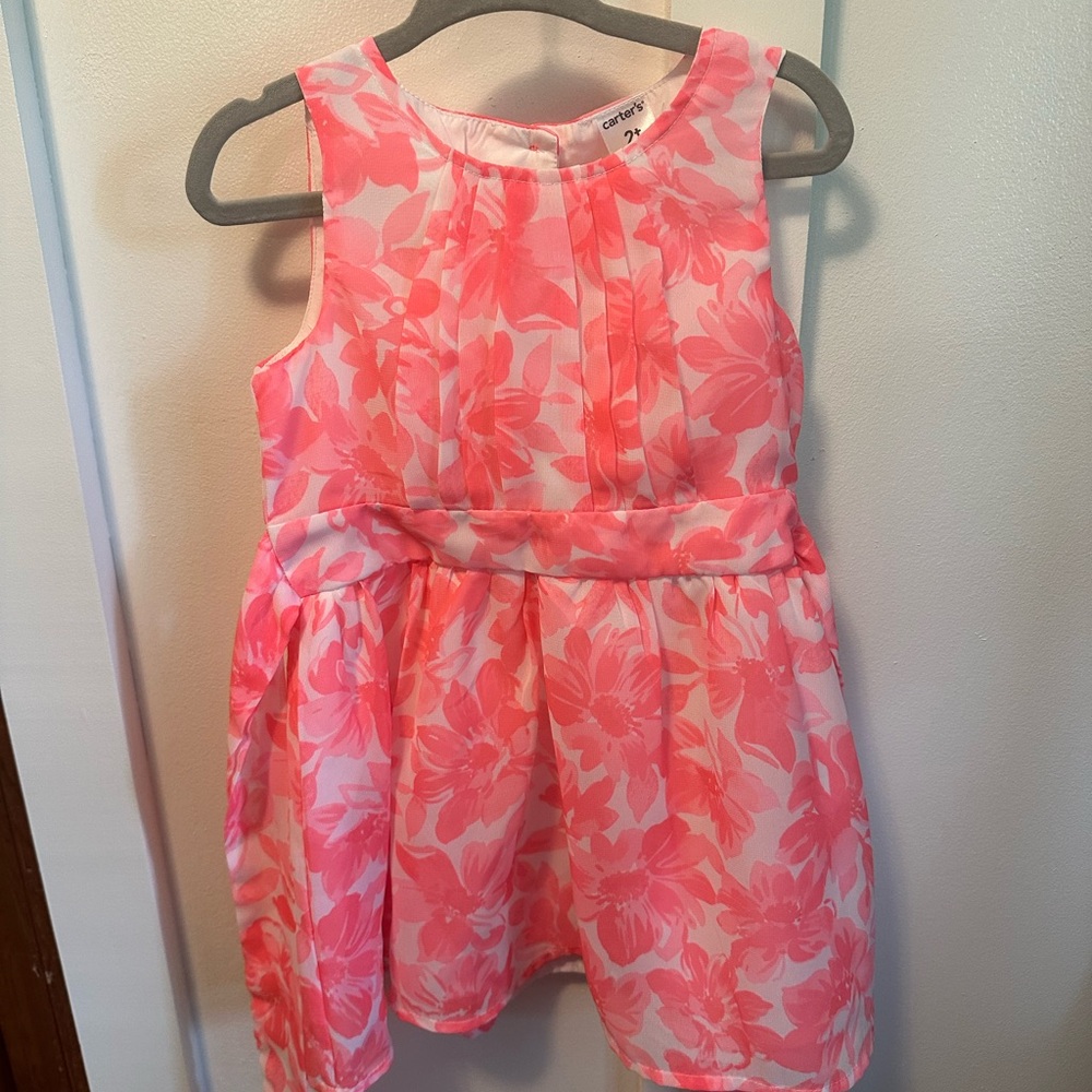 Coral and white 2T Summer Dress